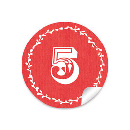 24 Sticker Adventskalenderzahlen - Retro - rot