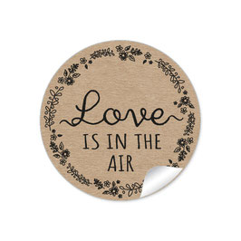 24 Sticker "Love ist in the Air" - Blütenranke - natur / Kraftpapier-Look