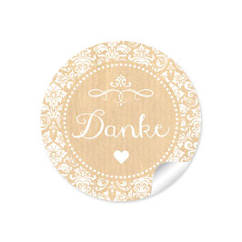 24 Sticker "Danke" - Vintage Ornamente - Natur