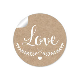 24 Sticker "LOVE" - Natur weiß