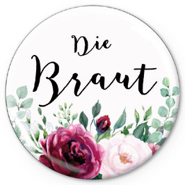 NEU: BUTTON MATT • "Die Braut" Boho Rosen ROT ROSA