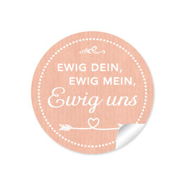 24 Sticker "Ewig dein, ewig mein, ewig uns"- Shabby Chic Style -apricot