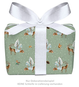 3 Bögen Geschenkpapier - Winterwald grün Kraftpapier Look - PEFC zertifiziertes Papier, 50 x 70 cm