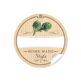 24 Sticker "Home Made Style"- Artischocken - natur