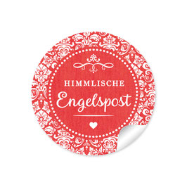 24 Sticker "Himmlische Engelspost" -  Retro Vintage - rot
