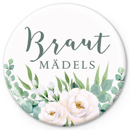NEU: BUTTON MATT • "Brautmädels" Boho Rosen GRÜN WEIß Eukalyptus