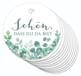 12 ANHÄNGER • Schön, dass du da bist • Boho Eukalyptus grün