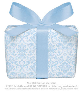 3 Bögen Geschenkpapier groß - ORNAMENTE - BLAU