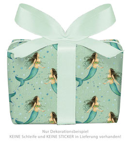 3 Bögen Geschenkpapier - Meerjungfrau grün - gedruckt auf PEFC zertifiziertem Papier, 50 x 70 cm