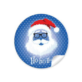 24 Sticker "Ho Ho Ho" -  Hipster Nikolaus - dunkelblau