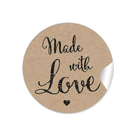 24 Sticker "Made with Love"- Vintage Retro Style - Kraftpapier Optik