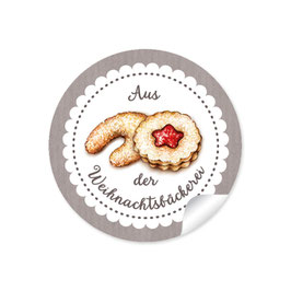 24 Sticker "Aus der Weihnachtsbäckerei"- Gebäck - sand