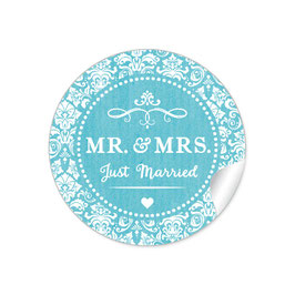 24 Sticker "MR. and MRS.  - Just married" - Ornamente - türkis