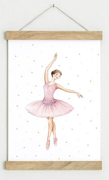 BALLERINA POSTER WEIß ROSA A3 ungerahmt