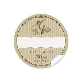24 Sticker "Home Made Style"- Kräuter - olivgrün - mit Freitextfeld