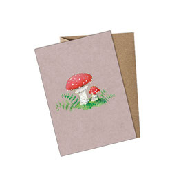 Postkarte Pilz - rosa - mit Umschlag / ohne Umschlag