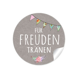 24 Sticker "Für Freudentränen" - Wimpelkette - sand