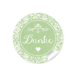 24 Sticker "Danke" - Ornamente Vintage - grün