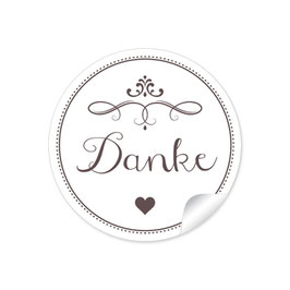 24 Sticker "Danke" - Ornamente - weiß