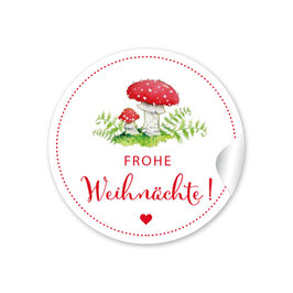24 Sticker - Frohe Weihnächte! - Fliegenpilz