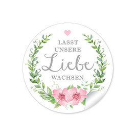 24 Sticker "Lasst unsere Liebe wachsen" - Blütenkranz