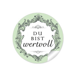 24 Sticker - Du bist wertvoll - Ornamente grün