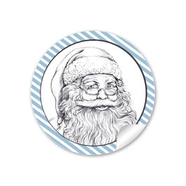 24 Sticker Weihnachtsmann  - blau weiß Streifen