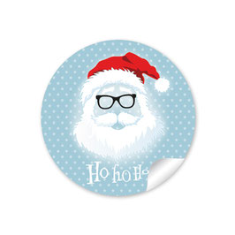 24 Sticker "Ho Ho Ho" -  Hipster Nikolaus - blaugrau