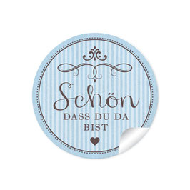 24 Sticker "Schön, dass du da bist" - hellblau
