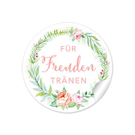 24 Sticker "Für Freudentränen" - Rosenkranz - apricot rosa grün