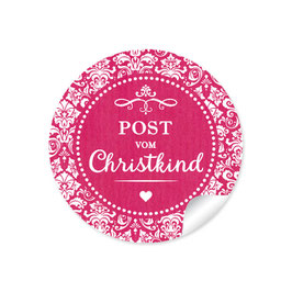 24 Sticker "Post vom Christkind" -  Retro Vintage - fuchsia rot