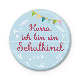 NEU: BUTTON MATT • "Hurra, ich bin ein Schulkind" HELLBLAU