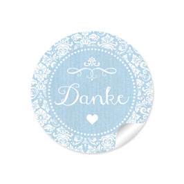 24 Sticker "Danke" - Vintage Ornamente - hellblau