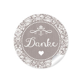 24 Sticker "Danke" - Ornamente Vintage - sand