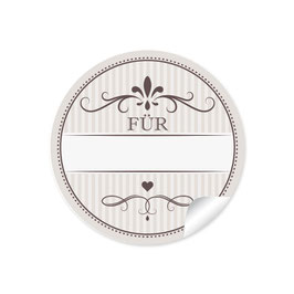24 Sticker "Für" - beige - mit Freitextfeld für Gäste