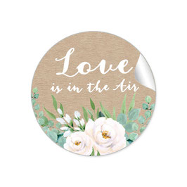 "Love ist in the Air" - Kraftpapier Look Eukalyptus  Rosen grün weiß