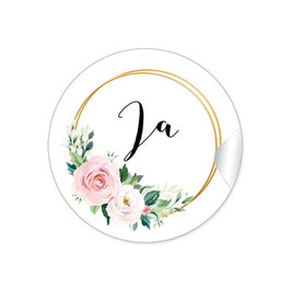 24 Sticker "Ja" - Ringe Rosen rosa grün weiß