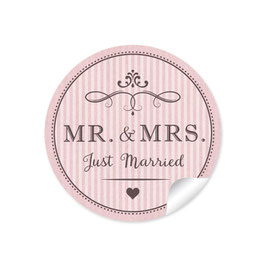 24 Sticker "MR. and MRS.  - Just married" - Vintage Retro - rosa