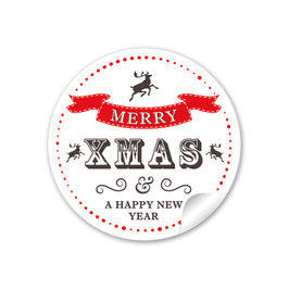 24 Sticker "Very Merry XMAS & a happy new year"- Retro - weiß rot