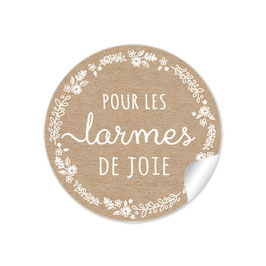 24 Sticker "Für Freudentränen" - Kraftpapier Look - FRANZÖSISCH - Pour les larmes de joie