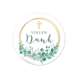 24 Sticker "Danke" - Ringe Kreuz Eukalyptus weiß grün
