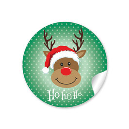 24 Sticker "Ho Ho Ho" - Rudolph - grün