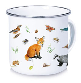 Retro Emaille Tasse WALDTIERE  • 300 ml