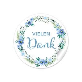 "Vielen Dank" - Blumenkranz - blau