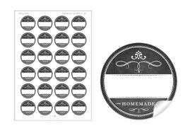 24 Sticker "Homemade"- schwarz - mit Freitextfeld BREIT