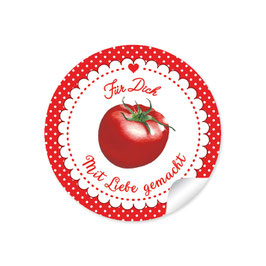 24 Sticker "Für Dich - Mit Liebe gemacht"- Tomate - rot