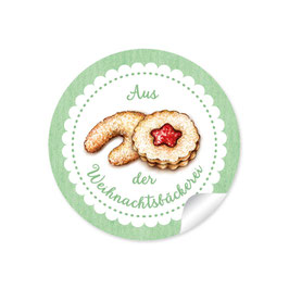 24 Sticker "Aus der Weihnachtsbäckerei"- Gebäck - grün