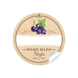 24 Sticker "Home Made Style"- Johannisbeere schwarz - Natur