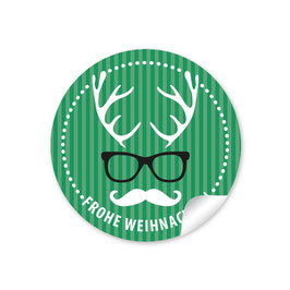 24 Sticker "Frohe Weihnachten"  - Hipster Hirsch - grün