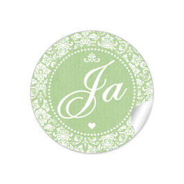 24 Sticker "Ja" - Shabby Chic Style - grün